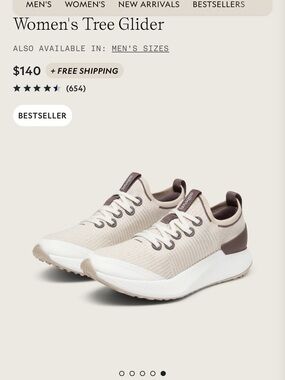 allbirds Women's Tree Glider Sneaker in Cream and Brown